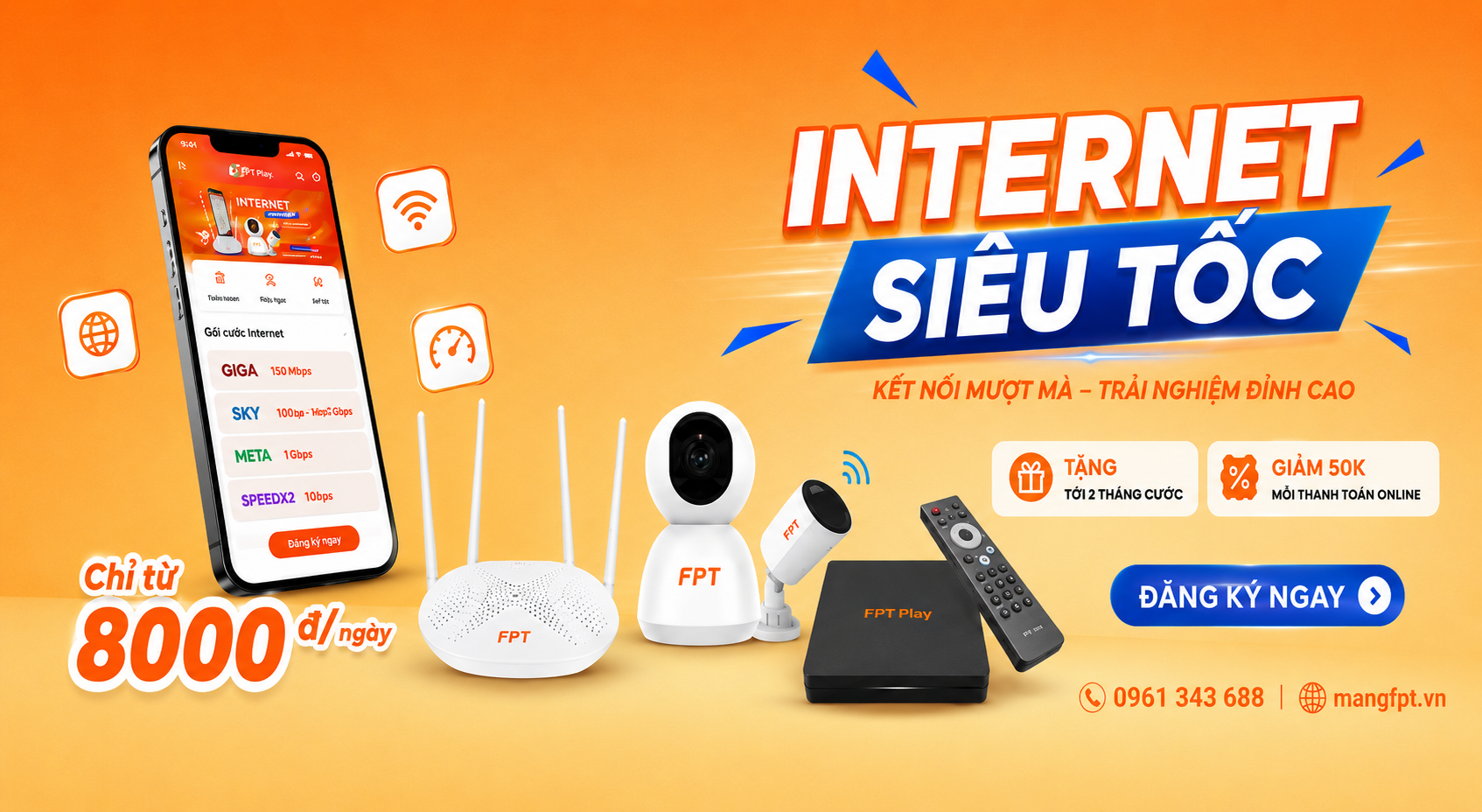 Bảng giá cước Internet FPT tháng 10/2026 – Gói WiFi 6,7 mới nhất